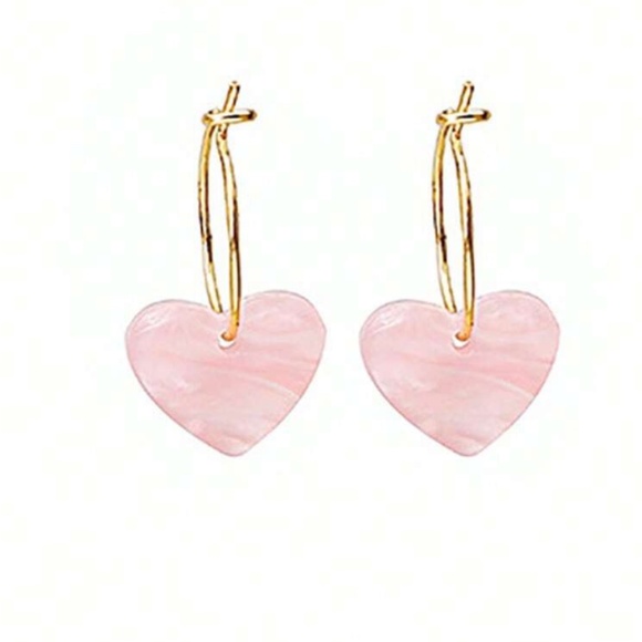 Gold Tone Heart Small Hoop Earrings - Picture 4 of 4